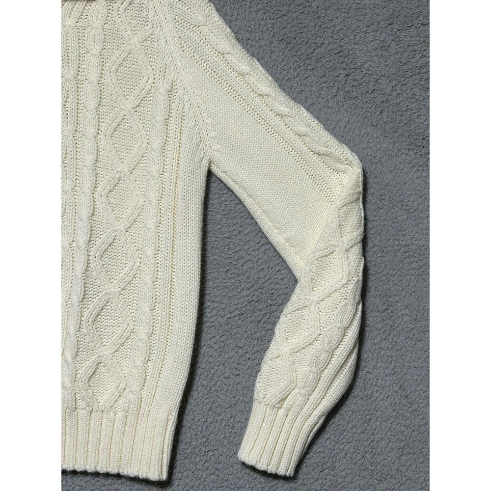 Vintage Sweater Emporium White Ivory Cream Cable Knit Fisherman Chunky Cozy - Picture 3 of 13